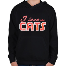 PRINTFASHION i love the cats - Gyerek kapucnis pulóver - Fekete gyerek pulóver, kardigán
