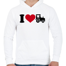 PRINTFASHION I love traktor - Férfi kapucnis pulóver - Fehér férfi pulóver, kardigán