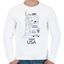 PRINTFASHION I LOVE USA - Férfi pulóver - Fehér férfi pulóver, kardigán