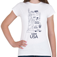 PRINTFASHION I LOVE USA - Női póló - Fehér női póló