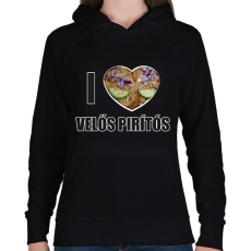 PRINTFASHION I love Velős pirítós - Női kapucnis pulóver - Fekete