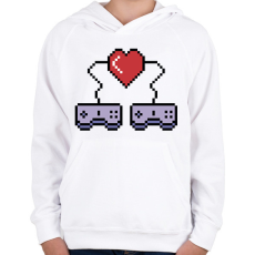 PRINTFASHION I love video games, retro - Gyerek kapucnis pulóver - Fehér