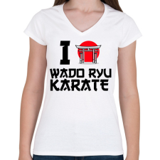 PRINTFASHION I love Wado Ryu Karate - Női V-nyakú póló - Fehér női póló
