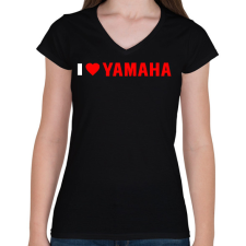 PRINTFASHION I love Yamaha - Női V-nyakú póló - Fekete női póló