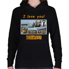 PRINTFASHION i love you budapest - Női kapucnis pulóver - Fekete női pulóver, kardigán