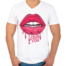PRINTFASHION I love you - Férfi V-nyakú póló - Fehér férfi póló