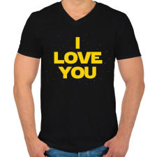 PRINTFASHION I LOVE YOU - Férfi V-nyakú póló - Fekete férfi póló