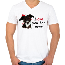 PRINTFASHION i love you for ever - Férfi V-nyakú póló - Fehér férfi póló