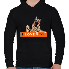 PRINTFASHION I LOVE YOU (NÉMETJUHÁSZ) - Férfi kapucnis pulóver - Fekete