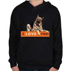 PRINTFASHION I LOVE YOU (NÉMETJUHÁSZ) - Gyerek kapucnis pulóver - Fekete