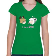 PRINTFASHION I love you - Női V-nyakú póló - Zöld női póló