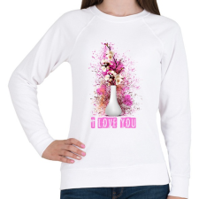 PRINTFASHION i love you virágos - Női pulóver - Fehér női pulóver, kardigán