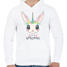 PRINTFASHION I'm a unicorn - Férfi kapucnis pulóver - Fehér