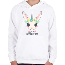 PRINTFASHION I'm a unicorn - Gyerek kapucnis pulóver - Fehér