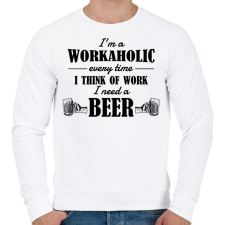 PRINTFASHION I'm a workaholic - Férfi pulóver - Fehér férfi pulóver, kardigán