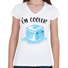 PRINTFASHION I'm cooler - Női V-nyakú póló - Fehér