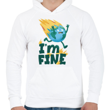 PRINTFASHION I'm fine - Férfi kapucnis pulóver - Fehér férfi pulóver, kardigán