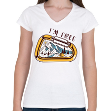 PRINTFASHION I'm free - Túrázós - Női V-nyakú póló - Fehér női póló