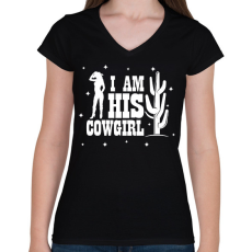PRINTFASHION I'm his cowgirl - Női V-nyakú póló - Fekete