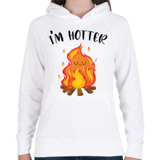 PRINTFASHION I'm hotter - Női kapucnis pulóver - Fehér női pulóver, kardigán