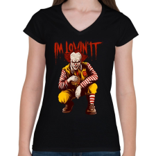 PRINTFASHION I'M LOVIN IT - Női V-nyakú póló - Fekete női póló