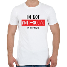 PRINTFASHION I'm not anti-social (black) - Férfi póló - Fehér