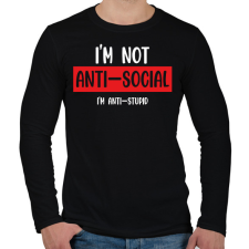 PRINTFASHION I'm not anti-social (white) - Férfi hosszú ujjú póló - Fekete férfi póló