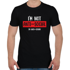 PRINTFASHION I'm not anti-social (white) - Férfi póló - Fekete