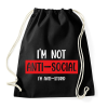 PRINTFASHION I'm not anti-social (white) - Sportzsák, Tornazsák - Fekete