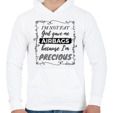 PRINTFASHION I'm not fat, God gave me airbags (cause I'm precious) - Férfi kapucnis pulóver - Fehér