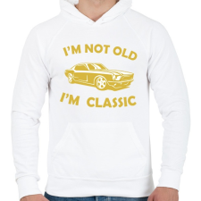 PRINTFASHION I'm not old - Férfi kapucnis pulóver - Fehér férfi pulóver, kardigán