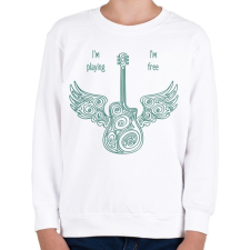 PRINTFASHION I'm playing, I'm free - Gitáros minta - Gyerek pulóver - Fehér gyerek pulóver, kardigán