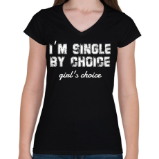 PRINTFASHION I'm single by choice - white - Női V-nyakú póló - Fekete