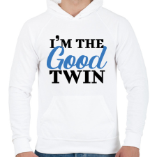 PRINTFASHION I'm the good twin - Férfi kapucnis pulóver - Fehér férfi pulóver, kardigán
