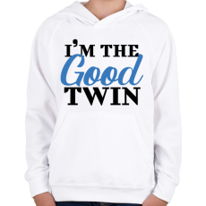 PRINTFASHION I'm the good twin - Gyerek kapucnis pulóver - Fehér