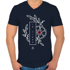 PRINTFASHION I'm tired  - Férfi V-nyakú póló - Sötétkék