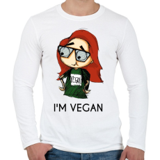 PRINTFASHION I m vegan - Férfi hosszú ujjú póló - Fehér