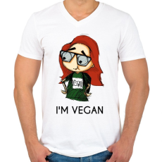 PRINTFASHION I m vegan - Férfi V-nyakú póló - Fehér