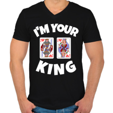 PRINTFASHION i'M YOUR KING - Férfi V-nyakú póló - Fekete férfi póló