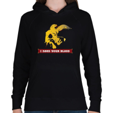 PRINTFASHION I need your blood - Női kapucnis pulóver - Fekete női pulóver, kardigán