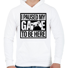 PRINTFASHION I Paused My Game To Be Here - Férfi kapucnis pulóver - Fehér férfi pulóver, kardigán