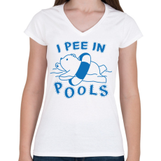 PRINTFASHION I pee in pools - Női V-nyakú póló - Fehér