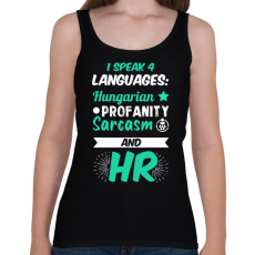 PRINTFASHION I speak 4 languages - Női atléta - Fekete