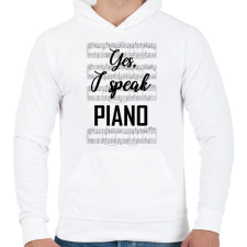 PRINTFASHION I speak piano - Férfi kapucnis pulóver - Fehér férfi pulóver, kardigán