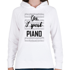 PRINTFASHION I speak piano - Női kapucnis pulóver - Fehér