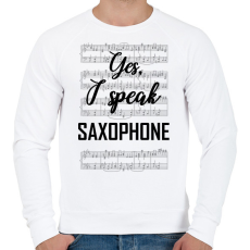 PRINTFASHION I speak saxophone - Férfi pulóver - Fehér