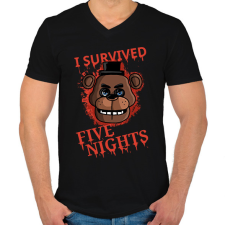 PRINTFASHION I survived five nights - Férfi V-nyakú póló - Fekete férfi póló