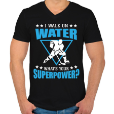 PRINTFASHION I walk on water - Férfi V-nyakú póló - Fekete férfi póló