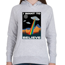 PRINTFASHION I want to believe - Női kapucnis pulóver - Sport szürke női pulóver, kardigán