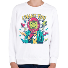PRINTFASHION I want you 80-as évek - Gyerek pulóver - Fehér